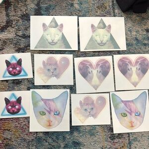 Colorful Cat Art tattoos 80s fake